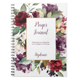 Caderno Espiral Rosas Roxas e Vermelhas Peônias Diário de Oração