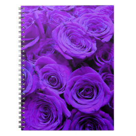 Caderno Espiral rosas roxas violetas românticas, buquê de rosa bon