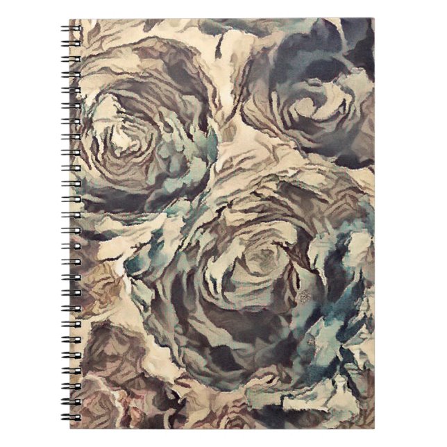 Caderno Espiral rosas texturizados com pincel de abstrato (Frente)