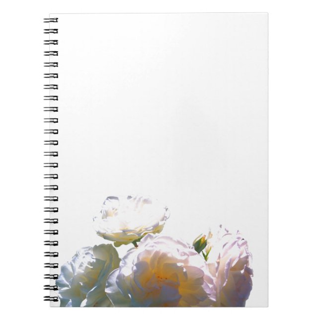 Caderno Espiral Rosas tons rosa laranja peônia branca elegante (Frente)