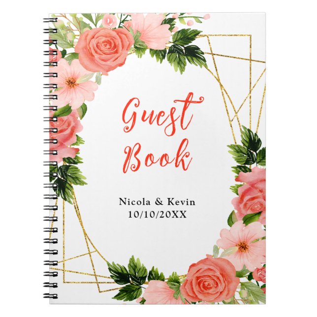 Caderno Espiral Rosas Vermelhas Corais com Folhagem (Frente)