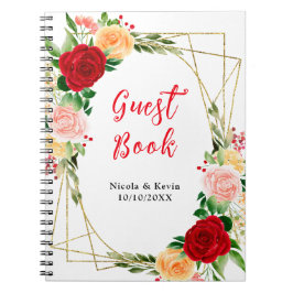 Caderno Espiral Rosas Vermelhas e Laranjas Românticas
