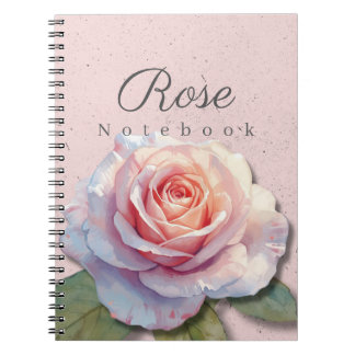 Caderno Espiral Rose Floral Notebook Name | Pink Journal