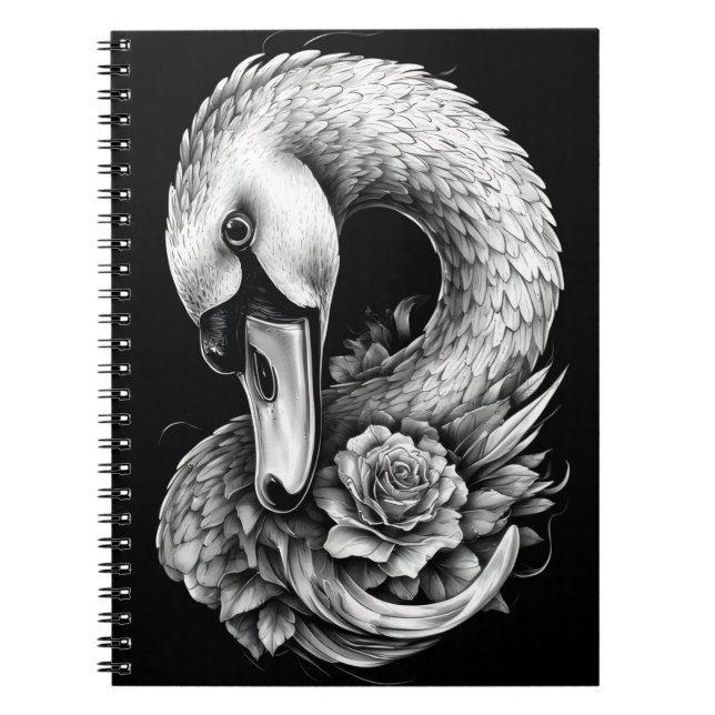 Caderno Espiral "Rose Swan" Floral Art Spiral Notebook (Frente)