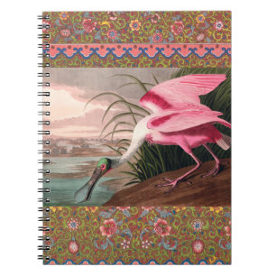 Caderno Espiral Roseate Spoonbill Audubon Bird Willife