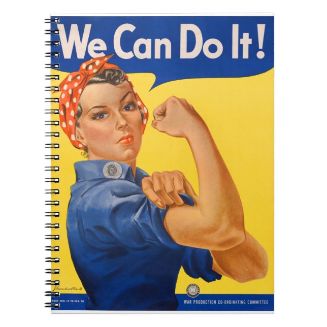 Caderno Espiral Rosie, o Poster vintage Riveter (Frente)