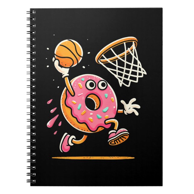 Caderno Espiral Rosquinha Engraçada, Comida de basquetebol, Dunbal (Frente)
