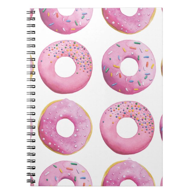 Caderno Espiral Rosquinhas cor-de-rosa, padrão de cobertura de açú (Frente)