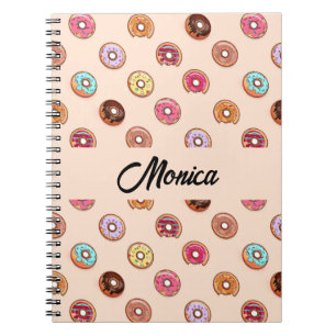 Caderno Espiral Rosquinhas decorativas bonitas a rosa