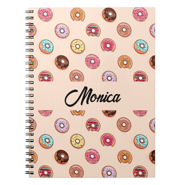 Caderno Espiral Rosquinhas decorativas bonitas a rosa (Frente)