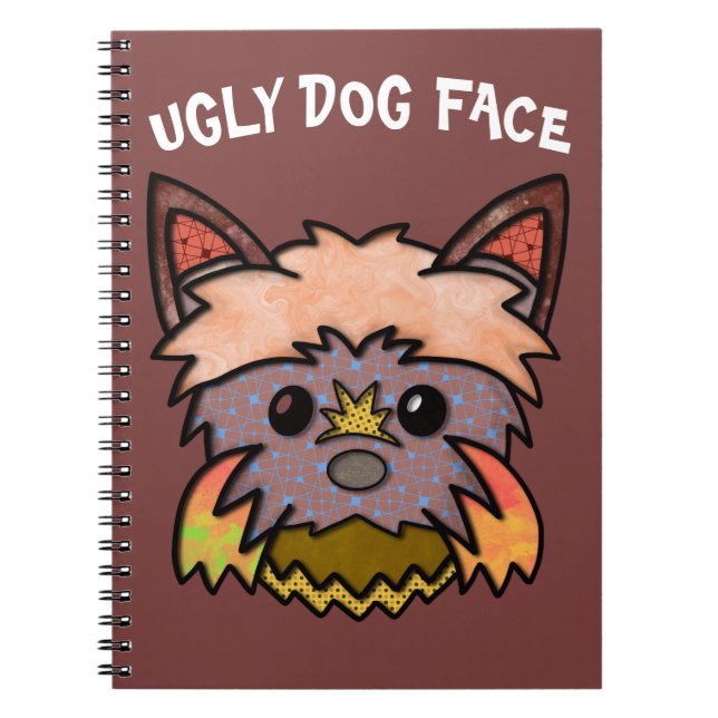 Caderno Espiral Rosto de cachorro único e feio (Frente)