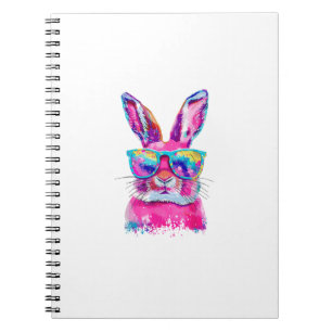 Caderno Espiral Rosto de Coelho com Óculos Tie Dye Dia Feliz de Pá