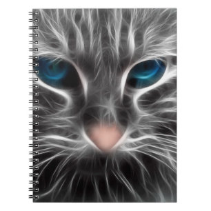 Caderno Espiral Rosto de Gato Azul Incrível