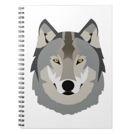 Caderno Espiral Rosto de lobo, Cinza, bonito e Legal, animal ilust