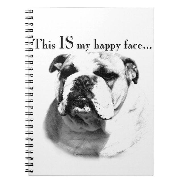 Caderno Espiral Rosto Feliz do Buldogue (Frente)