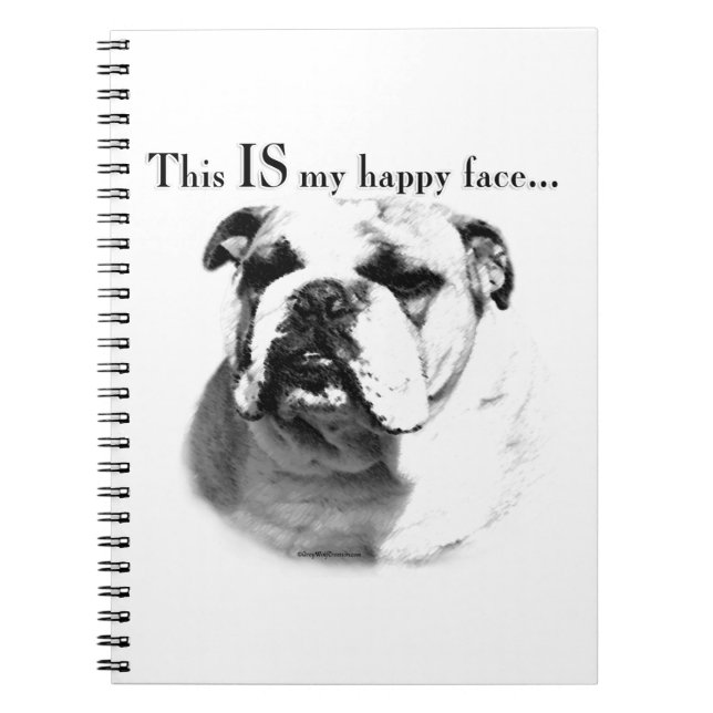 Caderno Espiral Rosto Feliz do Buldogue (Frente)