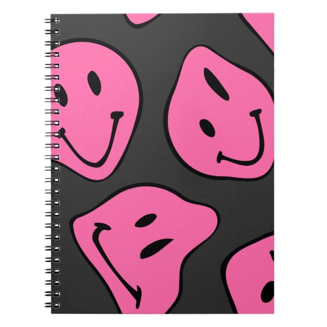 Caderno Espiral Rostos de hipster psicodélicos, design sem problem (Frente)