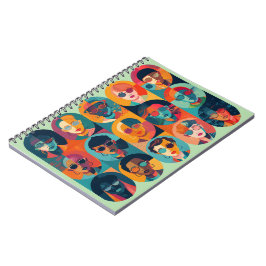 Caderno Espiral Rostos negros e coloridos celebrando a individuali