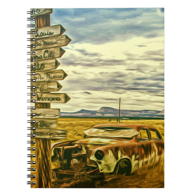 CADERNO ESPIRAL ROTA 66 DOS EUA - AS ESTRADAS MAIS FAMOSAS NOS EUA (Frente)