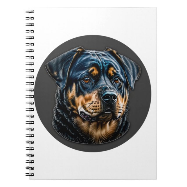 Caderno Espiral Rottweiler preto (Frente)