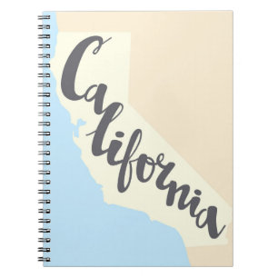 Caderno Espiral Rotulação da escova de Califórnia com mapa da