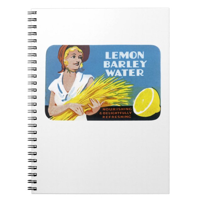 Caderno Espiral Rótulo de Água da Cevada de Limão (Frente)