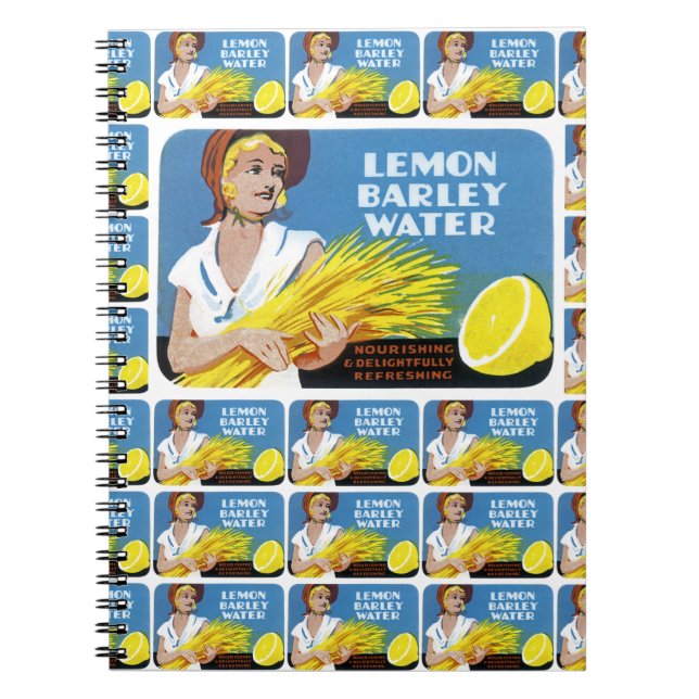 Caderno Espiral Rótulo de Água da Cevada de Limão multiimpressão (Frente)