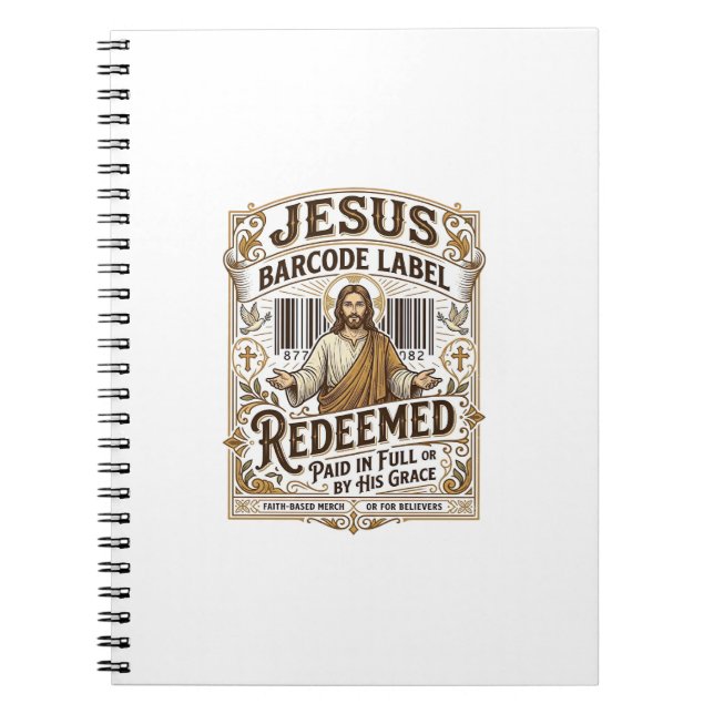 Caderno Espiral Rótulo de Código de Barras de Jesus Resgatado Rótu (Frente)