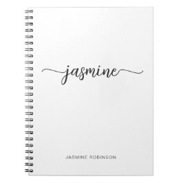 Caderno Espiral Rótulo de Nome com Monograma Feminino Branco Minim
