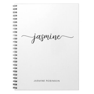Caderno Espiral Rótulo de Nome com Monograma Feminino Branco Minim