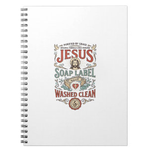 Caderno Espiral Rótulo de Sabão Jesus Lavado Limpo Sabão Jesus Lav