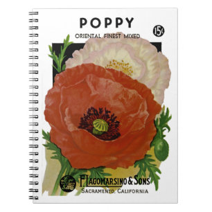 Caderno Espiral Rótulo do Pacote de Sementes da Poppy