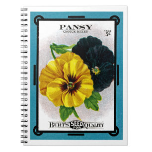 Caderno Espiral Rótulo do Pacote de Sementes Pansy