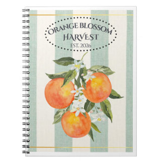 Caderno Espiral Rótulo Flor de Laranjeira - Cítrico Mediterrâneo