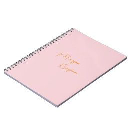 Caderno Espiral Rótulo monograma minimalista rosa