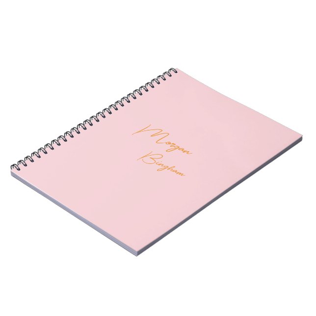 Caderno Espiral Rótulo monograma minimalista rosa (Left Side)
