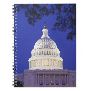 Caderno Espiral Rotunda do Capitólio dos EUA à noite, Washington