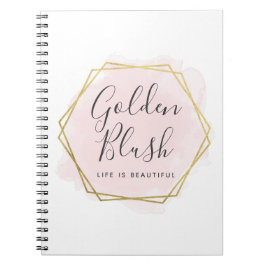 Caderno Espiral Rouge Corado Aquarela & Moderno Dourado Geométrico