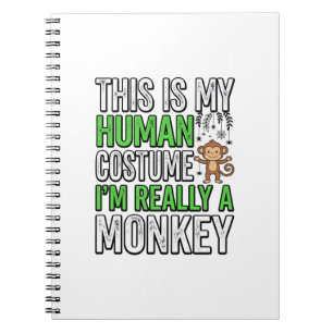 Caderno Espiral Roupa de Humano de Macaco Engraçado Design de Cami
