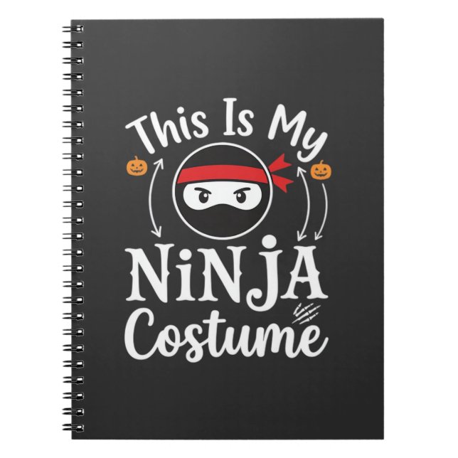 Caderno Espiral Roupa de Ninja Engraçada Design de Halloween_1 (Frente)