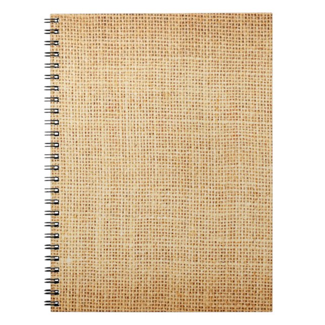 Caderno Espiral Roupa natural, fundo texturizado. (Frente)