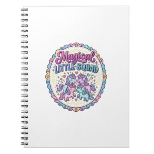 Caderno Espiral Roupas Mágicas Unicórnio Pequena Tropa POD Pronto 