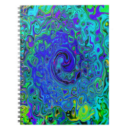 Caderno Espiral Roxo Abstrato Retro Líquido Turbilhão Trippy