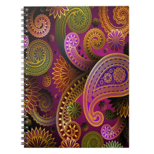 Caderno Espiral Roxo de Paisley