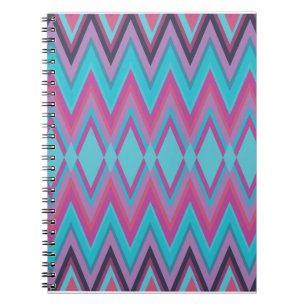 Caderno Espiral Roxo e Aqua Tribal