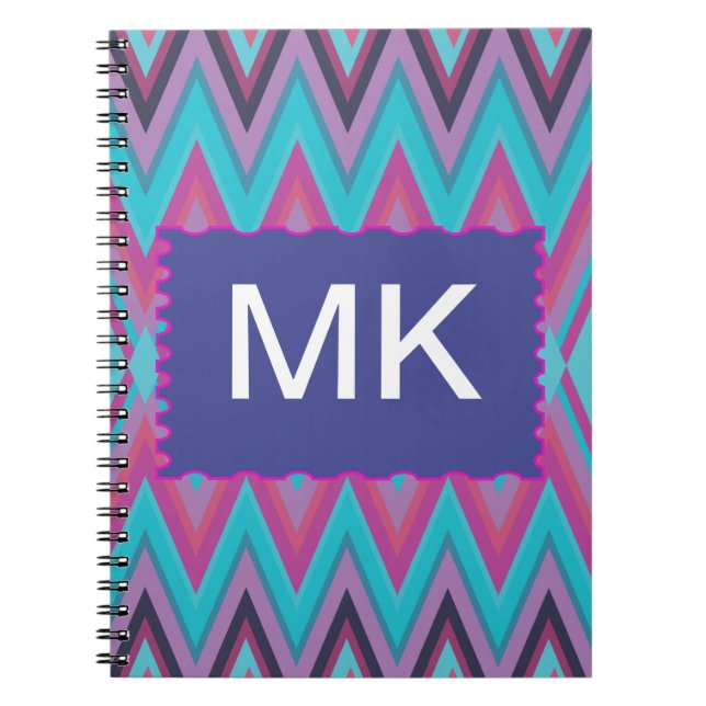 Caderno Espiral Roxo e Aqua Tribal (Frente)