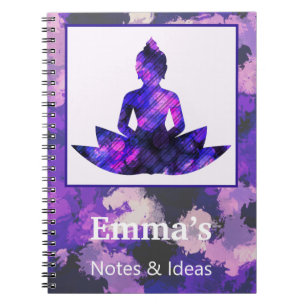 Caderno Espiral Roxo Espiritual Lotus Yoga Pessoal