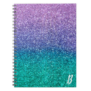Caderno Espiral Roxo Lavanda & Verde Aqua Turquesa Brilhante Lante