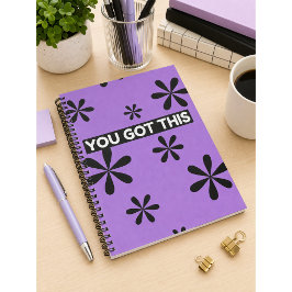 Caderno Espiral Roxo & Preto Design de Citação