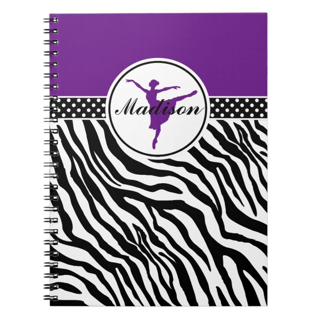 Caderno Espiral Roxo seu dançarino de balé conhecido do impressão (Frente)
